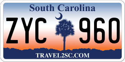 SC license plate ZYC960