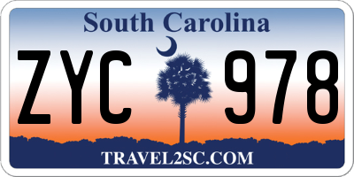 SC license plate ZYC978