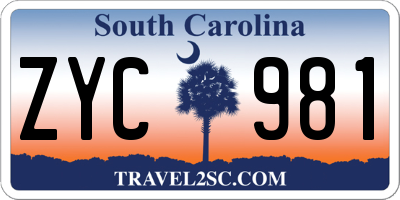 SC license plate ZYC981