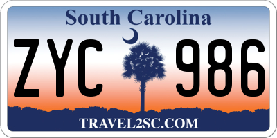 SC license plate ZYC986