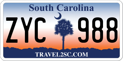 SC license plate ZYC988