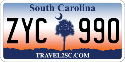 SC license plate ZYC990