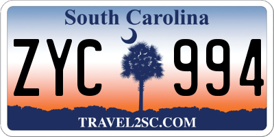 SC license plate ZYC994