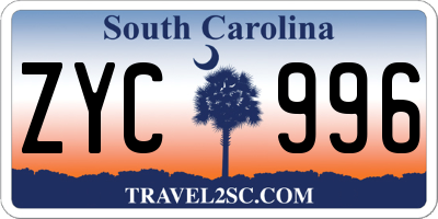 SC license plate ZYC996