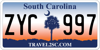 SC license plate ZYC997