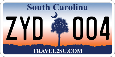 SC license plate ZYD004