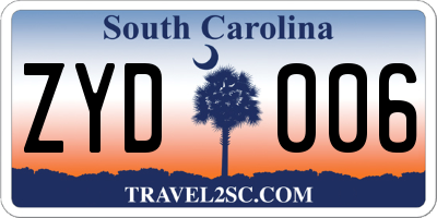 SC license plate ZYD006