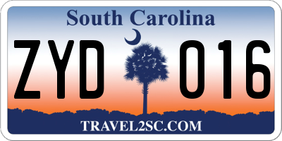 SC license plate ZYD016