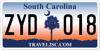 SC license plate ZYD018