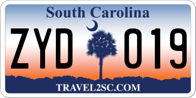 SC license plate ZYD019