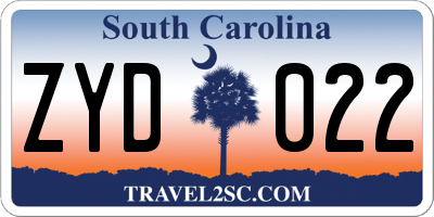 SC license plate ZYD022