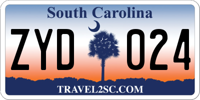 SC license plate ZYD024