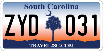 SC license plate ZYD031