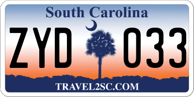 SC license plate ZYD033