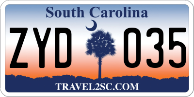 SC license plate ZYD035
