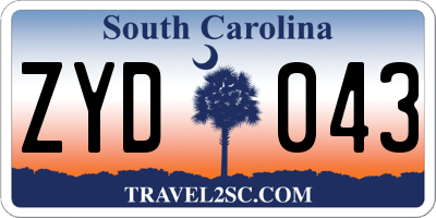 SC license plate ZYD043