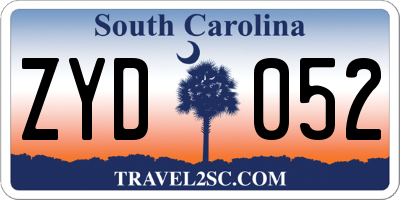 SC license plate ZYD052