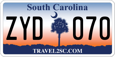 SC license plate ZYD070