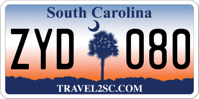 SC license plate ZYD080