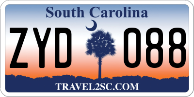 SC license plate ZYD088