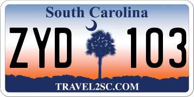 SC license plate ZYD103