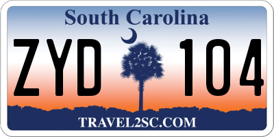 SC license plate ZYD104