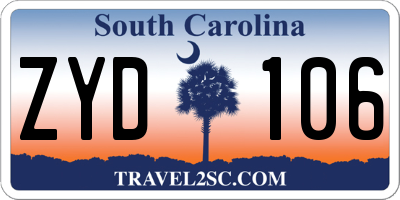 SC license plate ZYD106