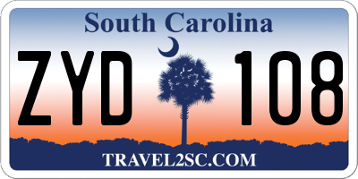 SC license plate ZYD108