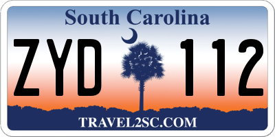 SC license plate ZYD112