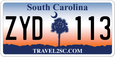 SC license plate ZYD113