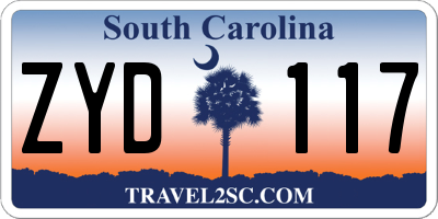 SC license plate ZYD117