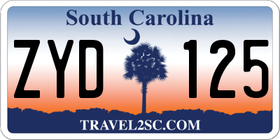SC license plate ZYD125