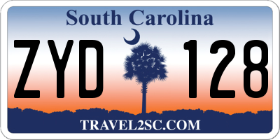 SC license plate ZYD128