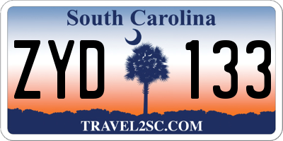 SC license plate ZYD133
