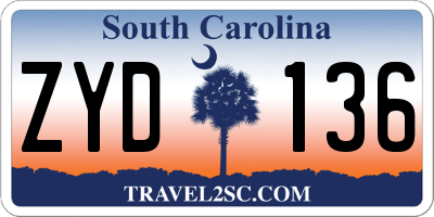 SC license plate ZYD136