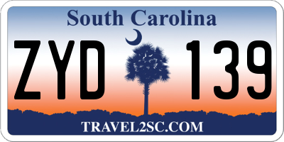 SC license plate ZYD139