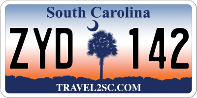 SC license plate ZYD142