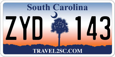 SC license plate ZYD143