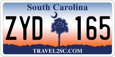 SC license plate ZYD165