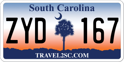 SC license plate ZYD167