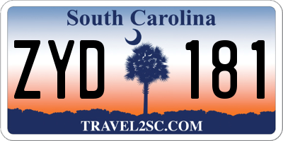 SC license plate ZYD181