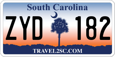 SC license plate ZYD182