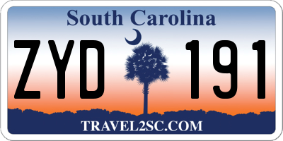 SC license plate ZYD191