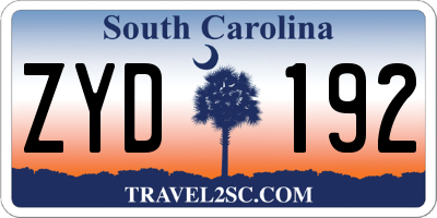 SC license plate ZYD192