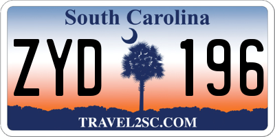 SC license plate ZYD196