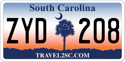 SC license plate ZYD208