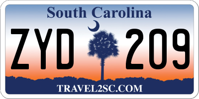 SC license plate ZYD209