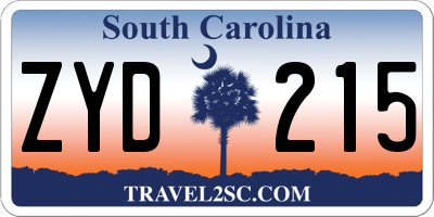 SC license plate ZYD215