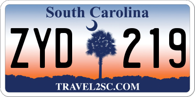 SC license plate ZYD219
