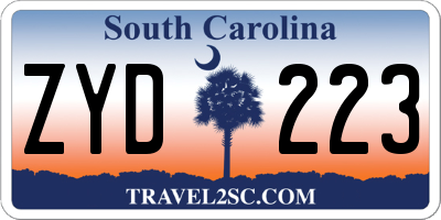 SC license plate ZYD223